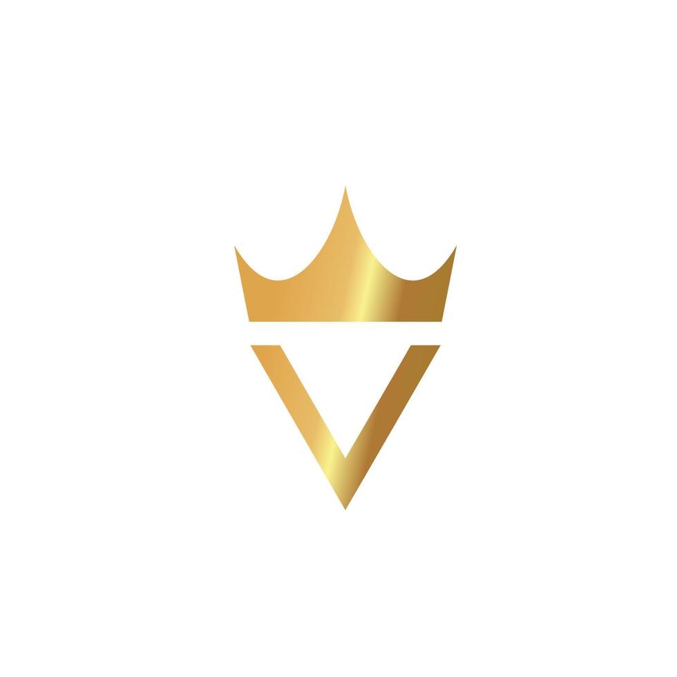 lettera v con disegni del logo della corona d'oro vettore