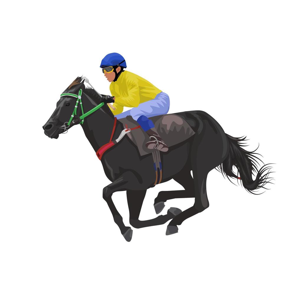 illustrazione vettoriale, fantino da corsa di cavalli, campionato sportivo, isolato su sfondo bianco. vettore