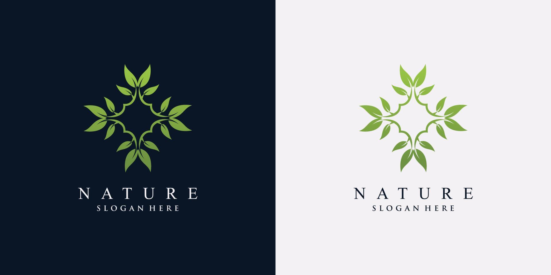 modello di progettazione del logo della natura foglia verde con un concetto unico creativo vettore
