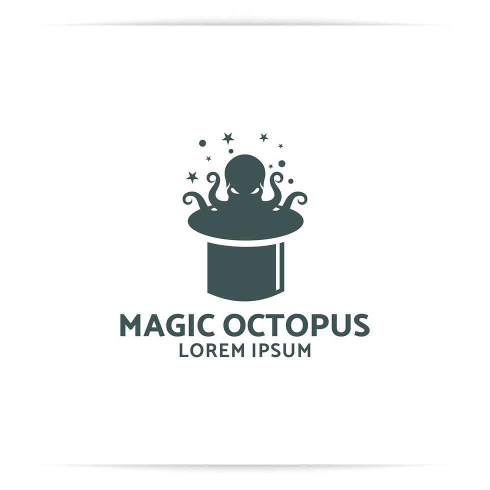 polpo magico logo design vettoriale, tentacoli, circo, sorpresa vettore