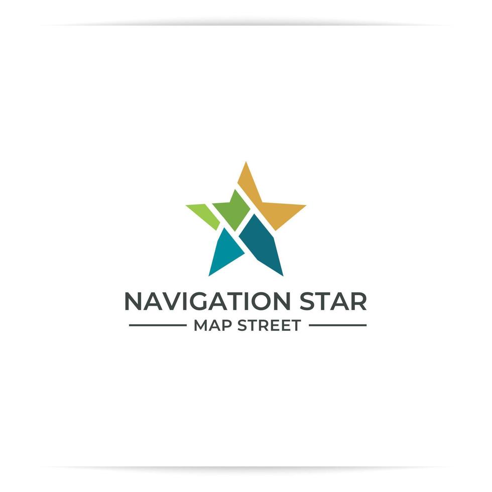 mappa stella logo design vettoriale, navigazione, strada vettore