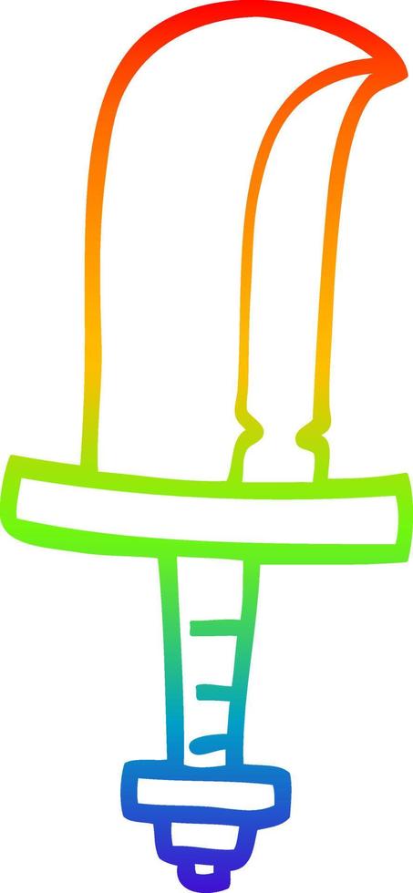 arcobaleno gradiente linea disegno cartone animato spada d'oro vettore