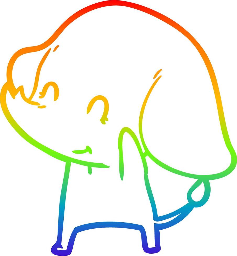 arcobaleno gradiente linea disegno simpatico cartone animato elefante vettore