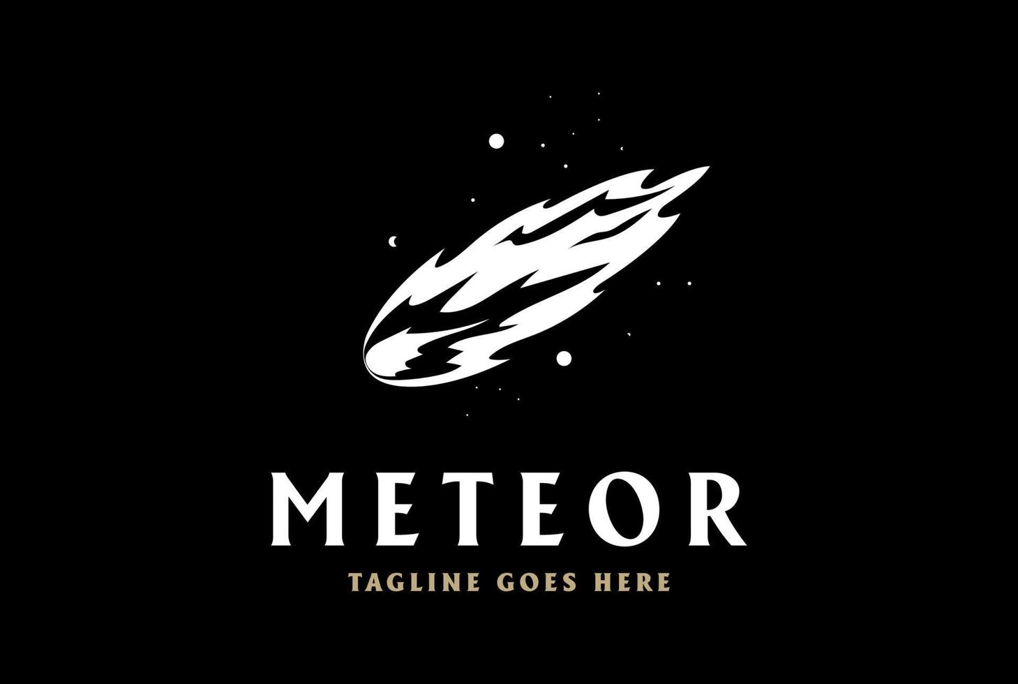 vettore di progettazione del logo della cometa dell'asteroide della meteora della stella cadente di notte