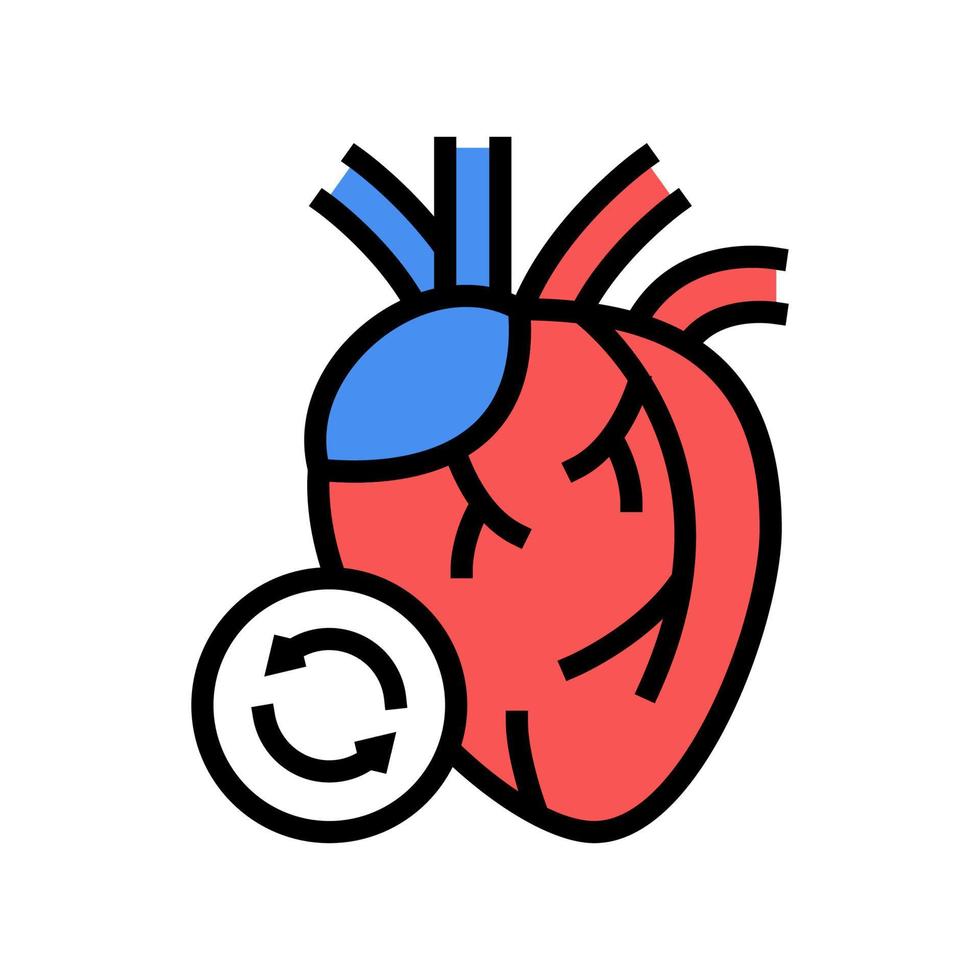 illustrazione vettoriale dell'icona del colore del trapianto di cuore