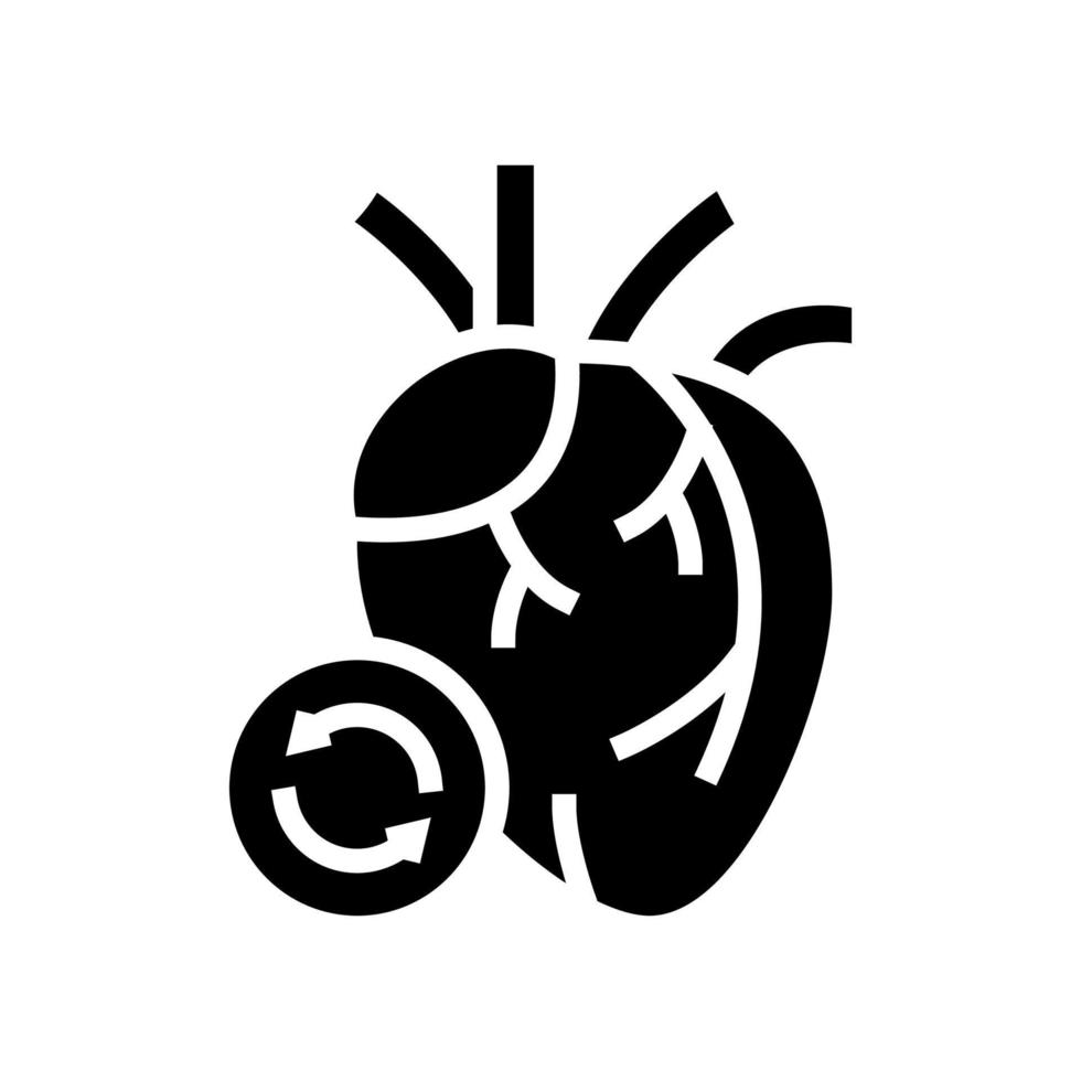 illustrazione vettoriale dell'icona del glifo del trapianto di cuore