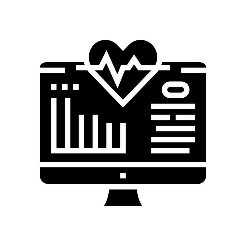 illustrazione vettoriale dell'icona del glifo cardio del cuore del computer