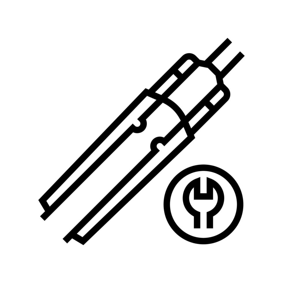 illustrazione vettoriale dell'icona della linea di raddrizzamento della forcella della bicicletta
