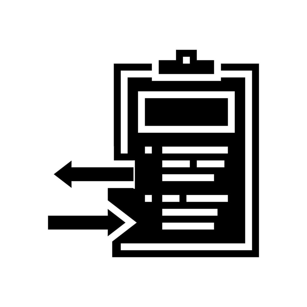 illustrazione vettoriale dell'icona del glifo del documento di importazione ed esportazione