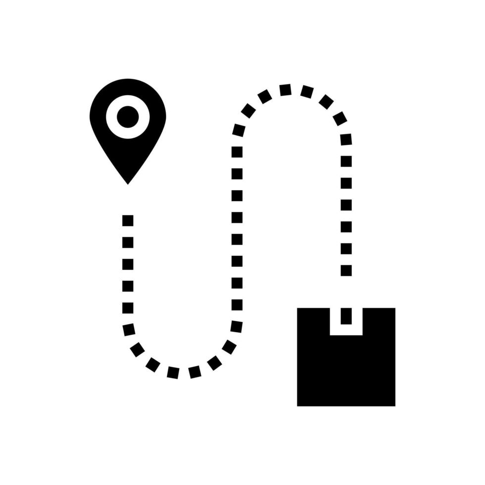 illustrazione vettoriale dell'icona del glifo della casella di consegna della posizione e della direzione