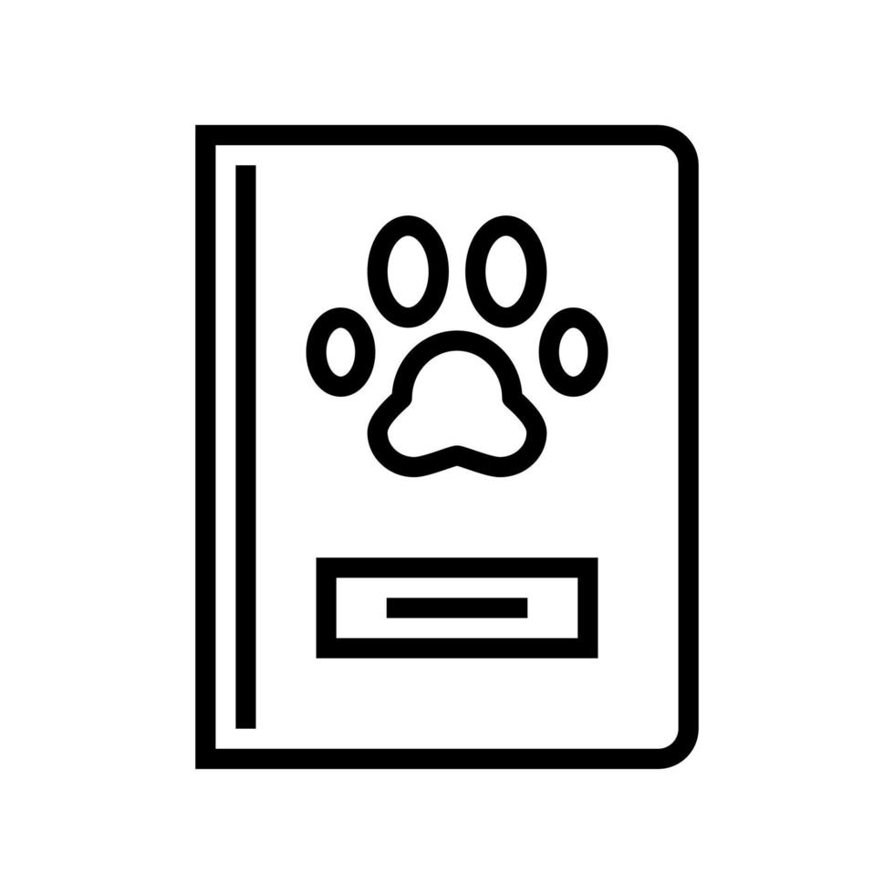 illustrazione piatta del vettore dell'icona della linea del passaporto per animali domestici