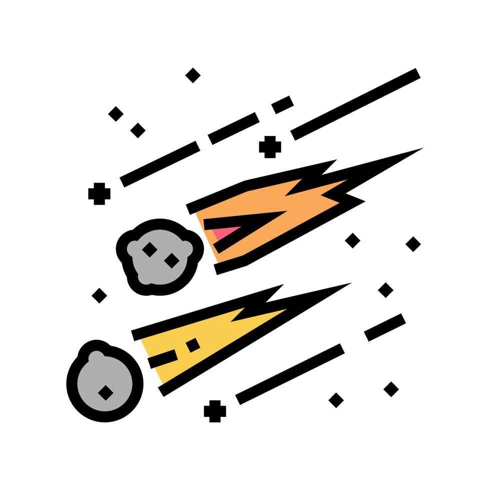 illustrazione piatta del vettore dell'icona del colore delle meteore che cadono