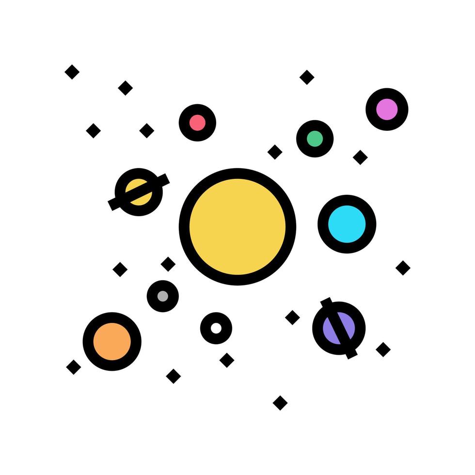 illustrazione vettoriale dell'icona del colore dei pianeti del sistema solare