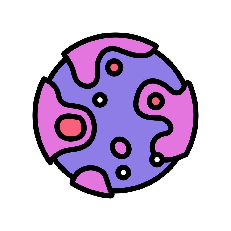 illustrazione piana di vettore dell'icona di colore del pianeta viola