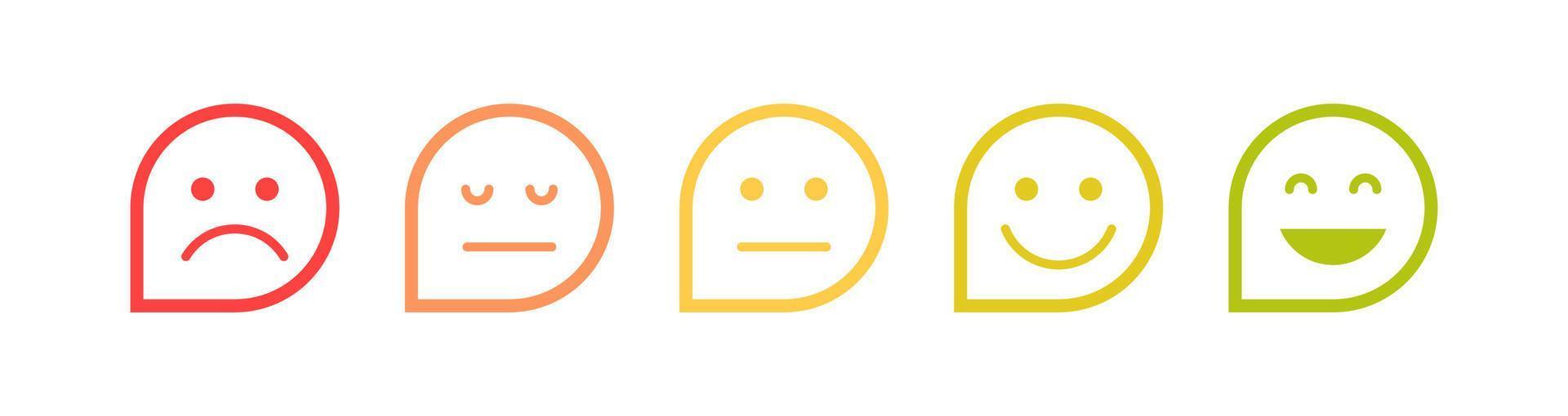 feedback dei clienti espressioni facciali ed espressioni semplici diverse illustrazioni vettoriali piatte del sorriso dei cartoni animati.