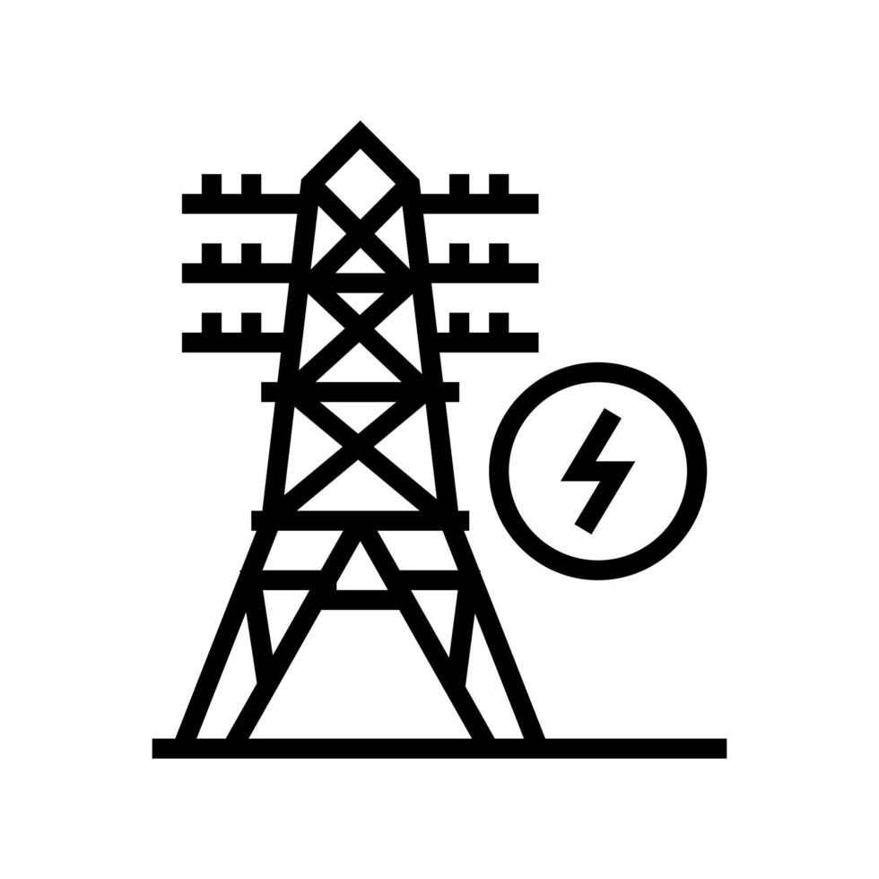 illustrazione nera del vettore dell'icona della linea della torre elettrica