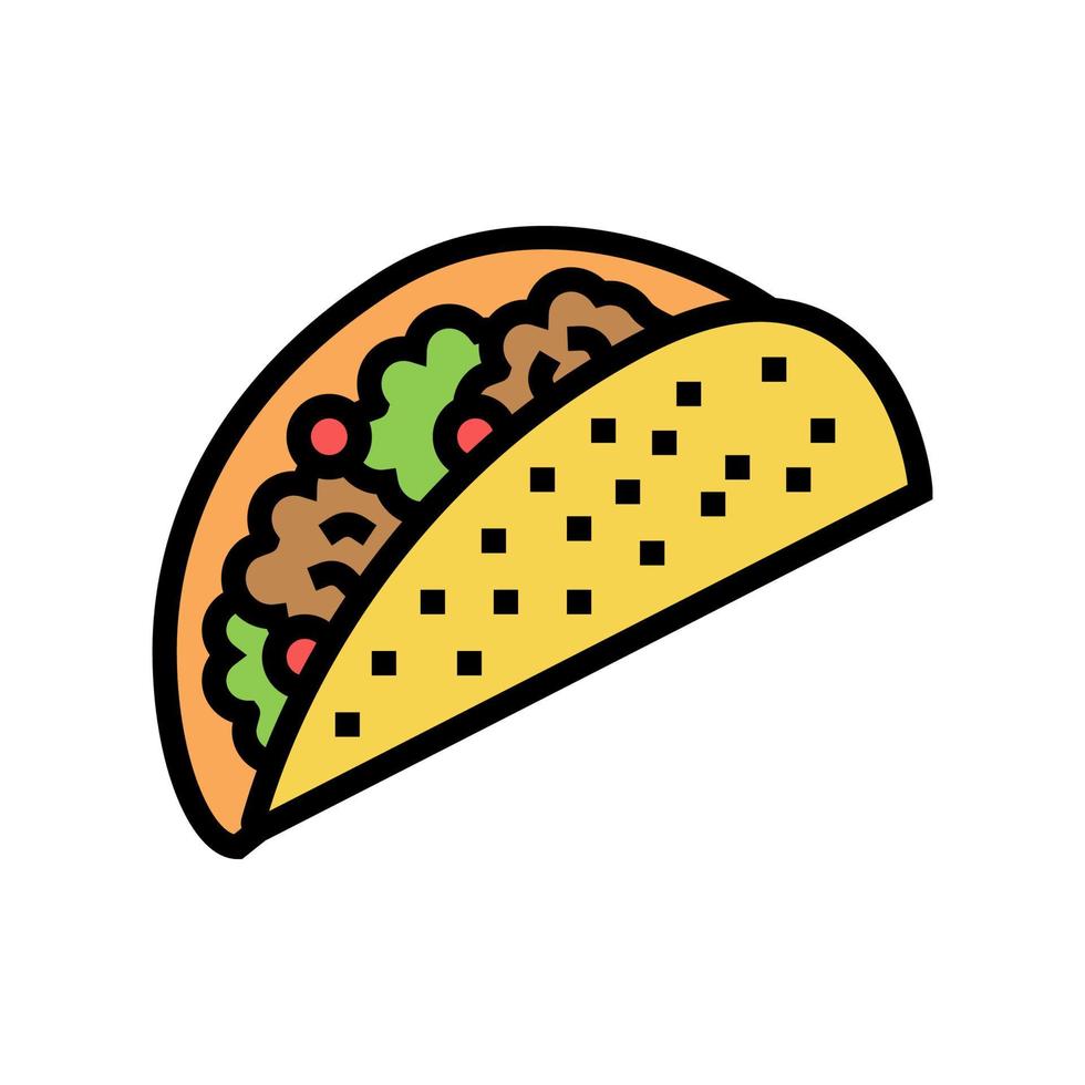 illustrazione vettoriale dell'icona del colore dell'alimento di taco