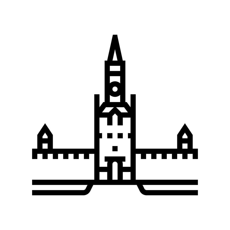 illustrazione vettoriale dell'icona della linea del Cremlino di Mosca