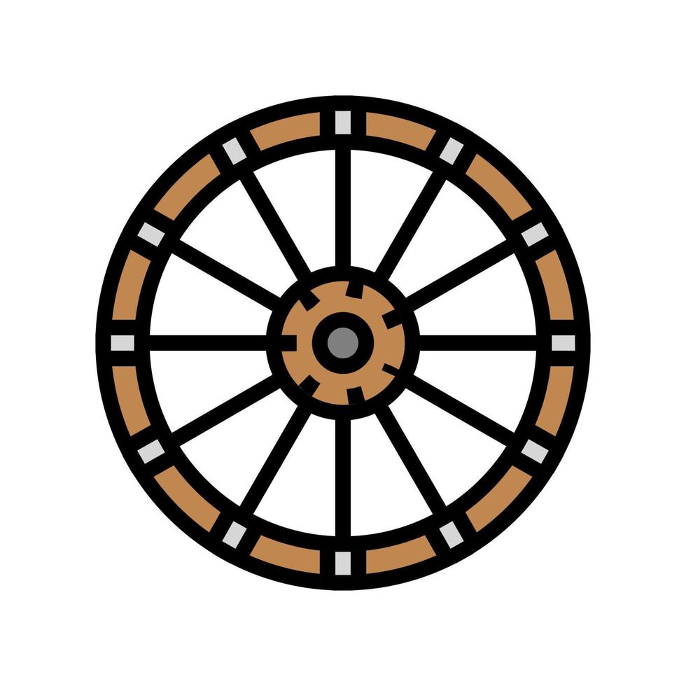 illustrazione vettoriale dell'icona del colore della ruota vecchia