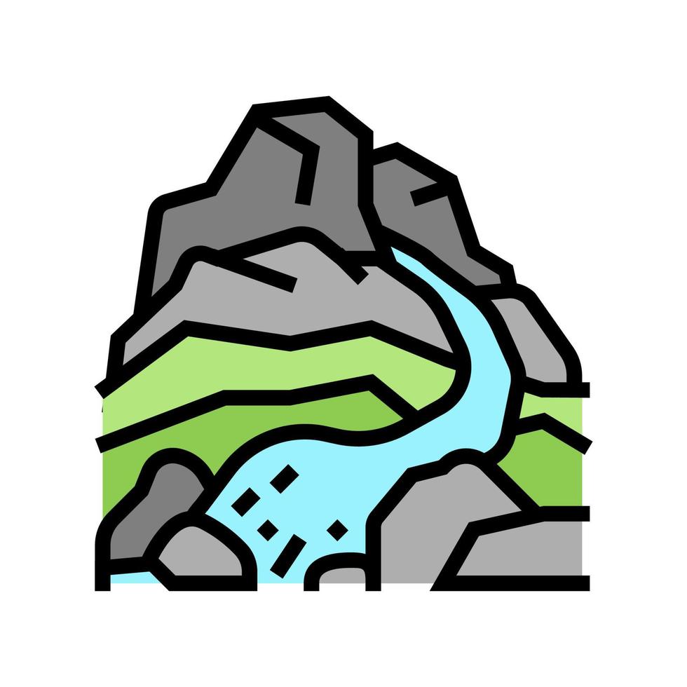 illustrazione vettoriale dell'icona del colore del fiume di montagna