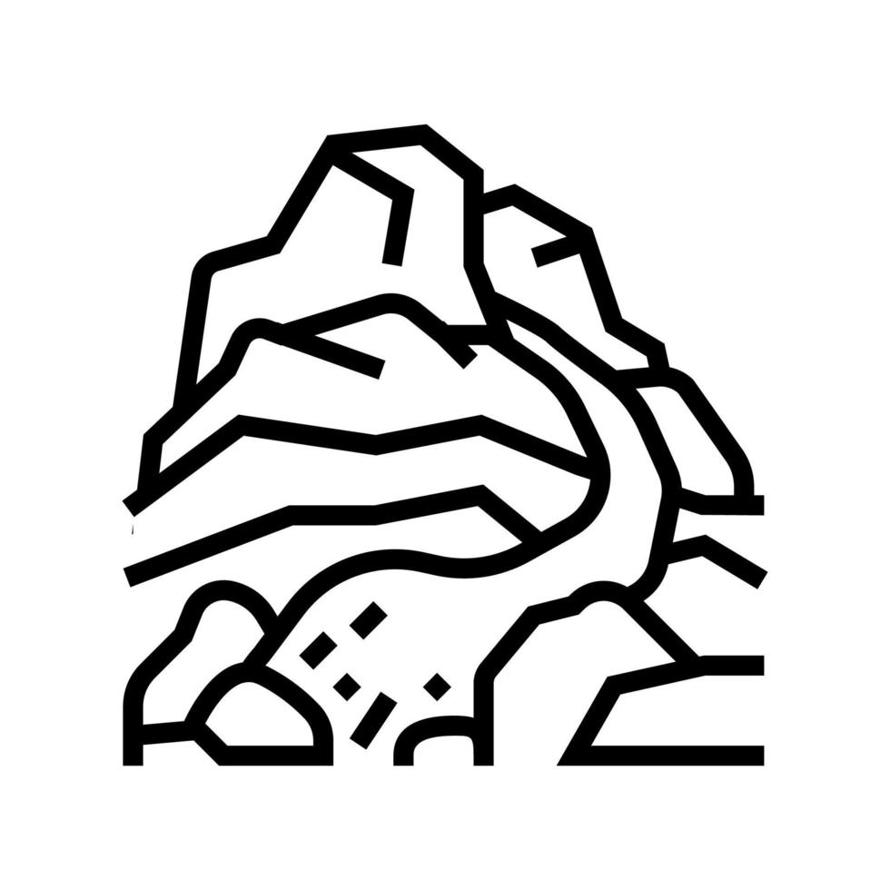 illustrazione vettoriale dell'icona della linea del fiume di montagna