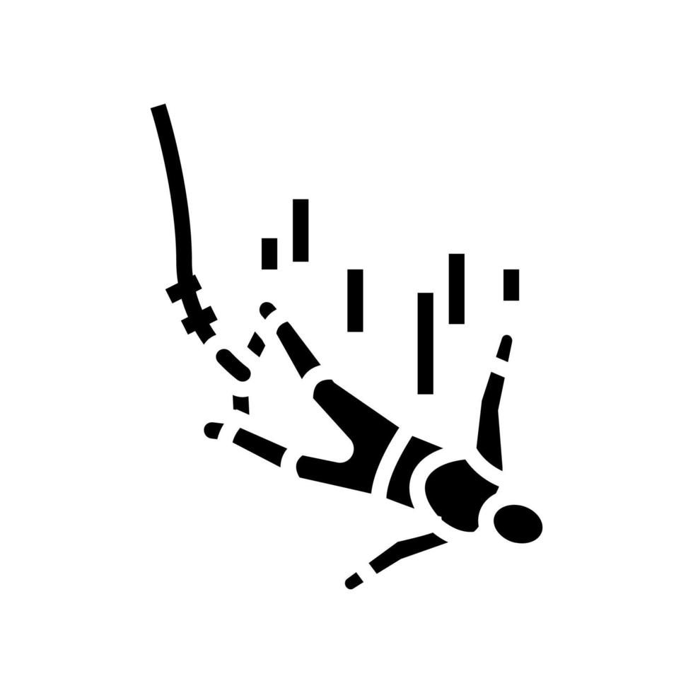 illustrazione vettoriale dell'icona del glifo di bungee jumping