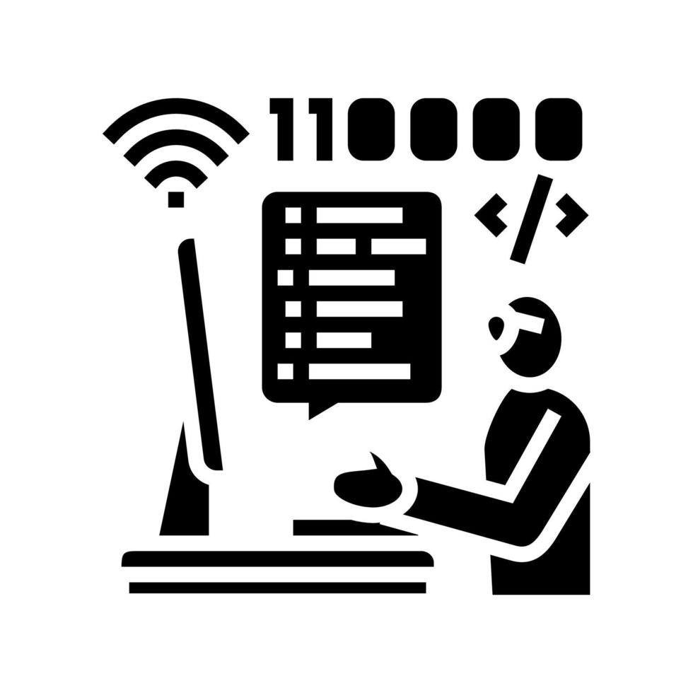illustrazione vettoriale dell'icona del glifo freelance per sviluppatori