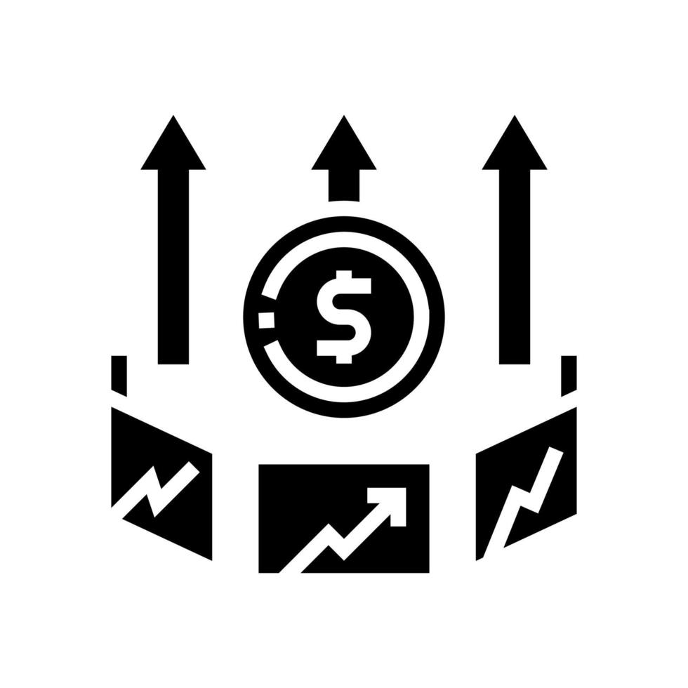 illustrazione vettoriale dell'icona del glifo dell'inflazione di mercato