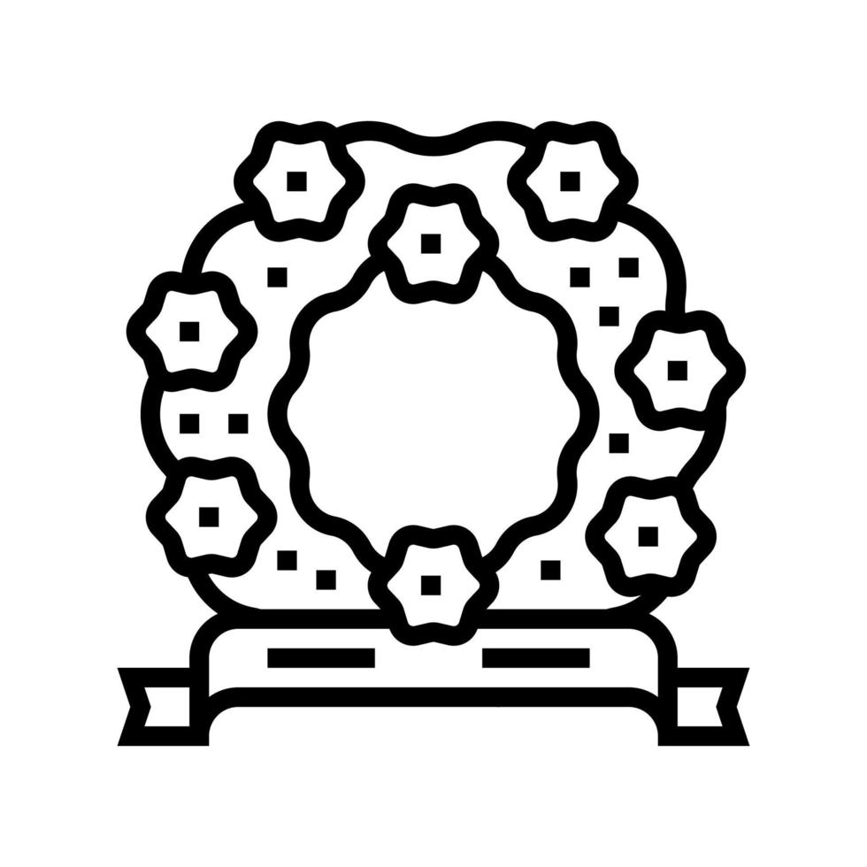 illustrazione isolata del vettore dell'icona della linea della corona funebre