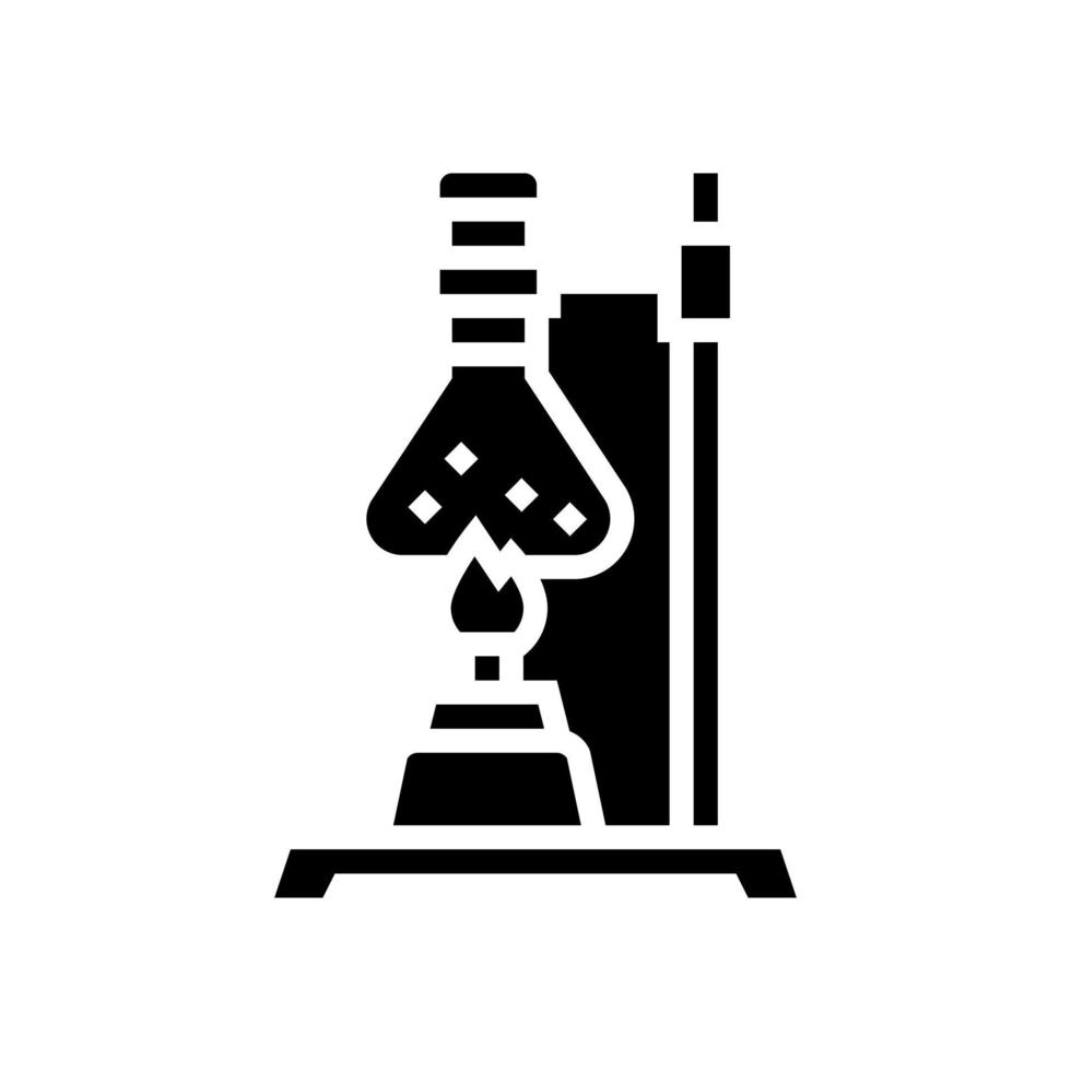 illustrazione isolata del vettore dell'icona del glifo liquido della chimica di ebollizione del bruciatore