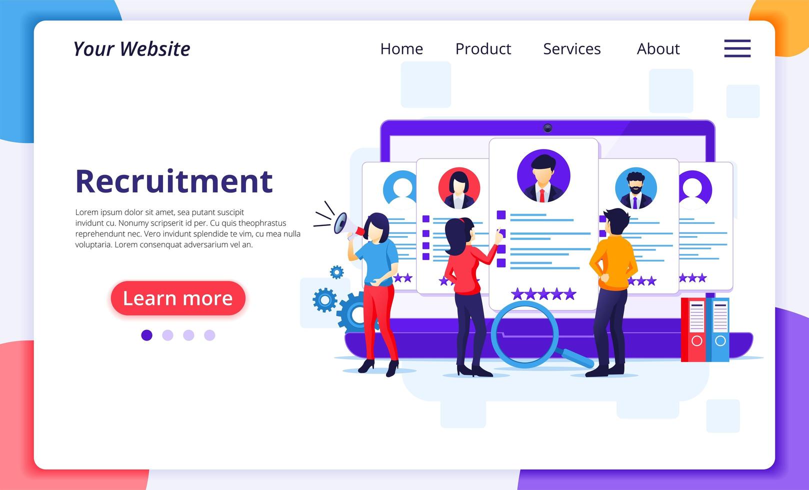 landing page di reclutamento online vettore