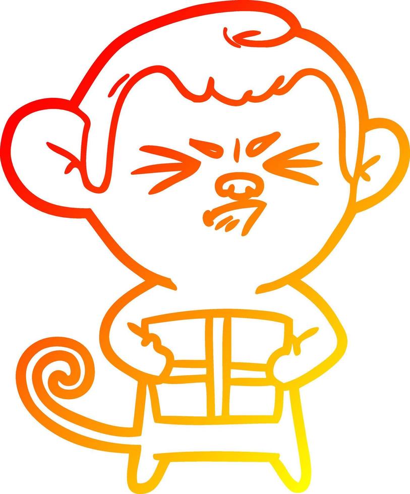 caldo gradiente disegno cartone animato scimmia arrabbiata vettore