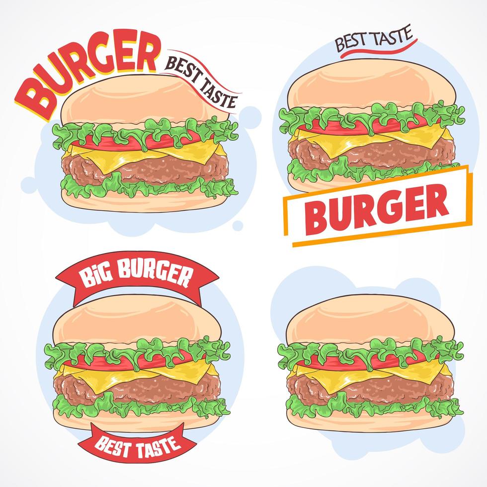 set di design di hamburger vettore