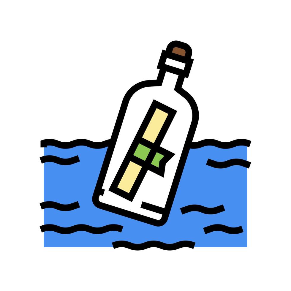 illustrazione vettoriale dell'icona del colore del messaggio della bottiglia
