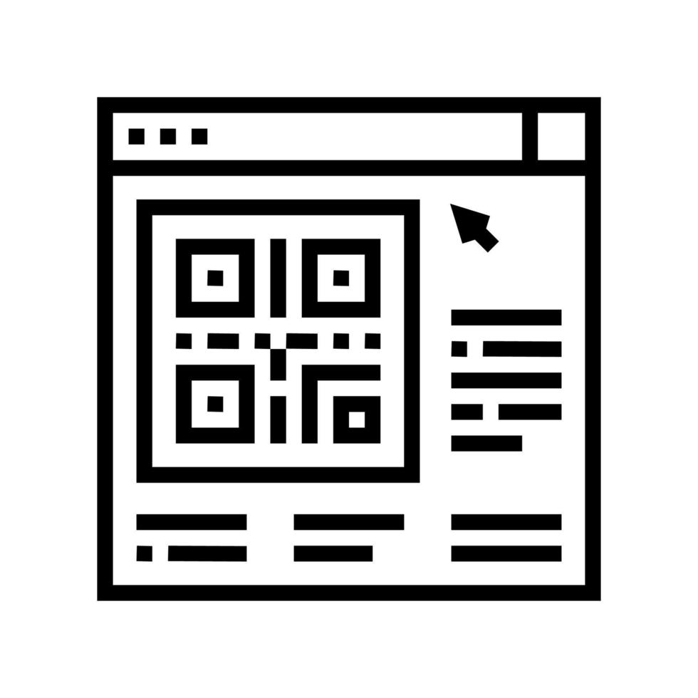 illustrazione isolata del vettore dell'icona della linea del codice qr online