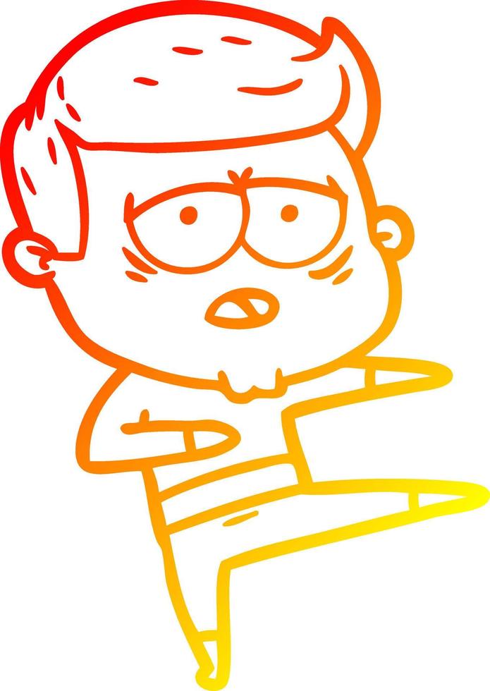 caldo gradiente disegno cartone animato uomo stanco vettore