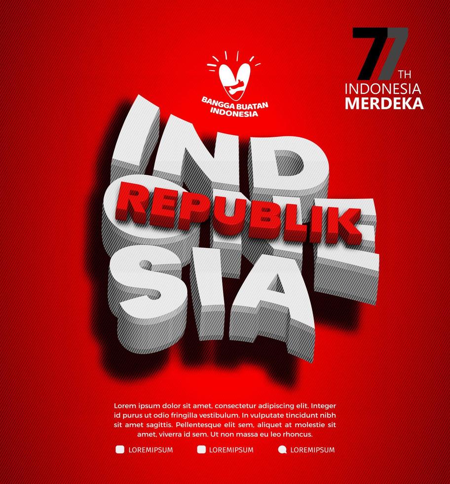 77 anni, anniversario dell'indipendenza della repubblica indonesiana. disegno del modello del manifesto dell'illustrazione vettore