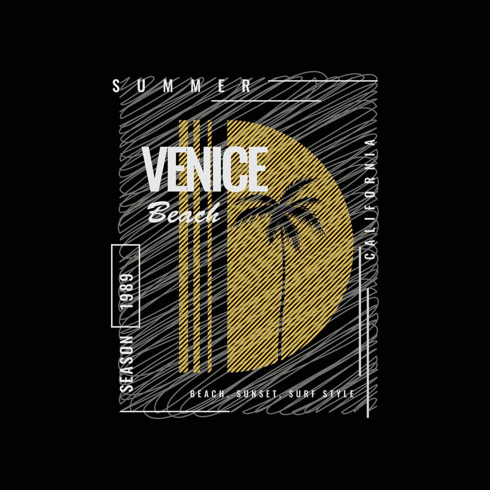 tipografia dell'illustrazione della spiaggia di venezia estate. perfetto per il design della maglietta vettore