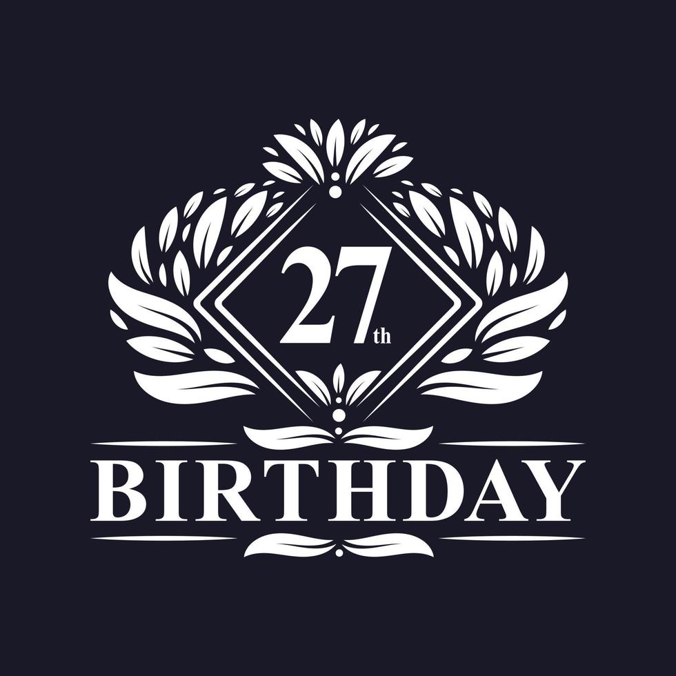 27 anni di logo di compleanno, celebrazione del 27° compleanno di lusso. vettore