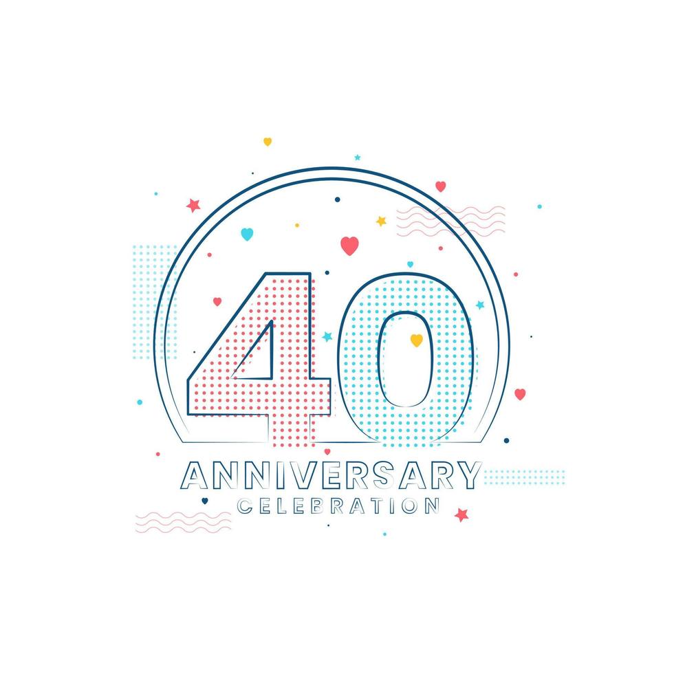 Celebrazione dell'anniversario di 40 anni, design moderno per 40 anni vettore