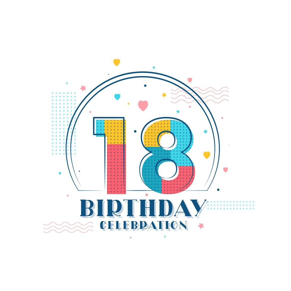 18 festa di compleanno, design moderno per il 18° compleanno vettore