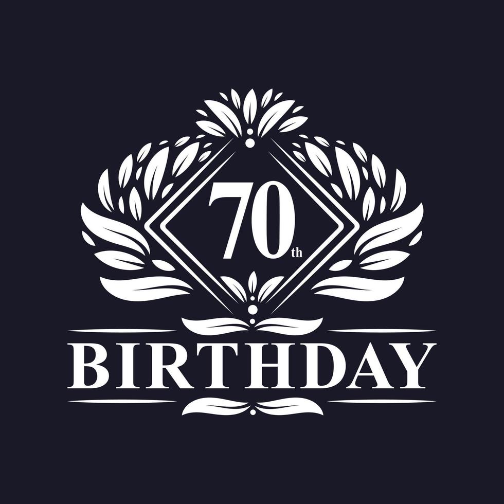 70 anni di logo di compleanno, celebrazione del 70° compleanno di lusso. vettore