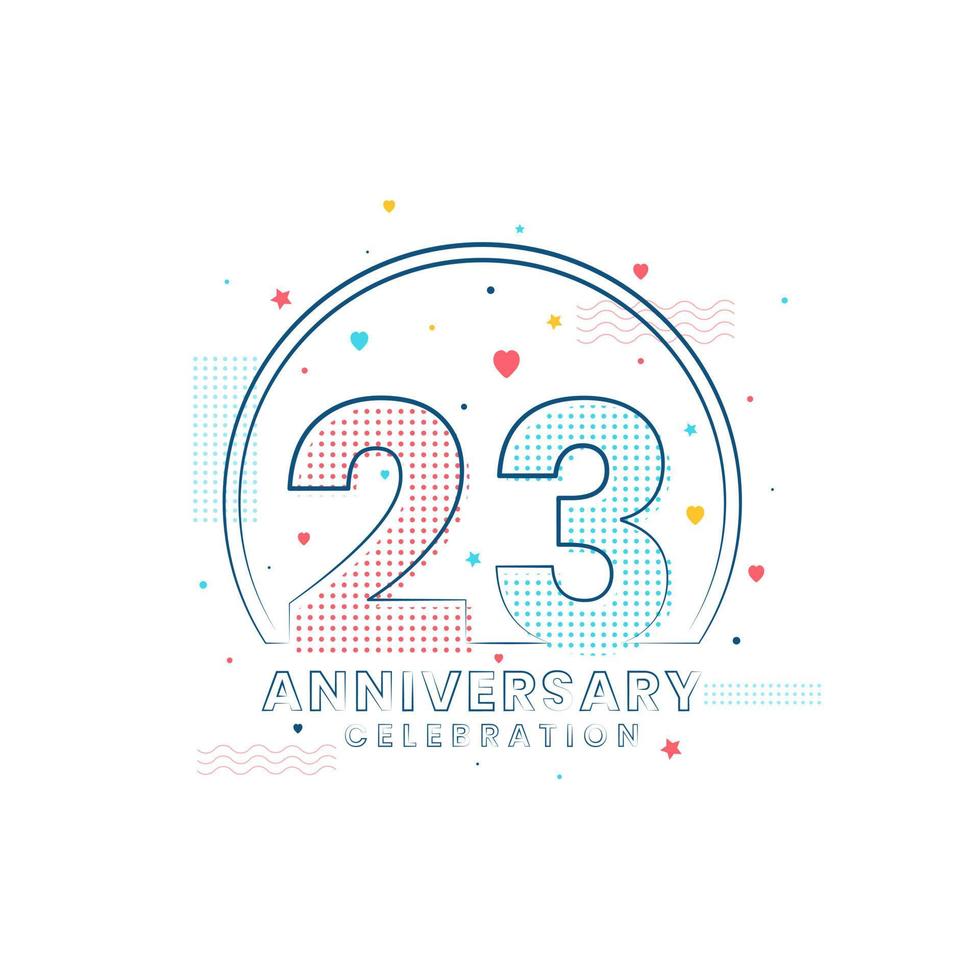 Celebrazione dell'anniversario di 23 anni, design moderno per 23 anni vettore