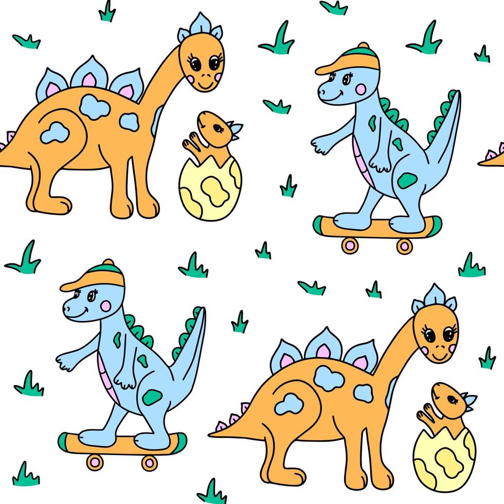 modello di doodle di dinosauro vettore