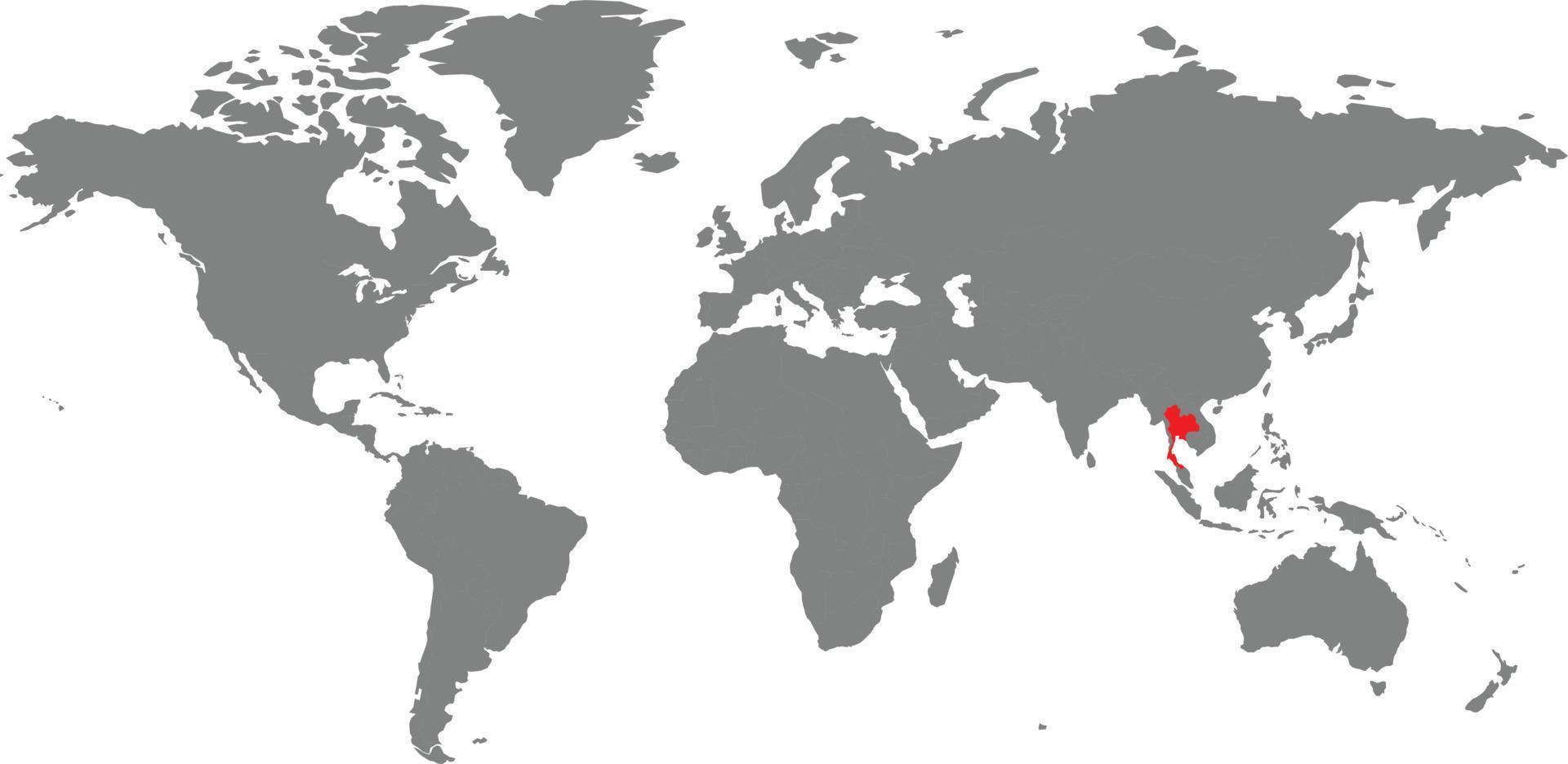 mappa della thailandia sulla mappa del mondo vettore