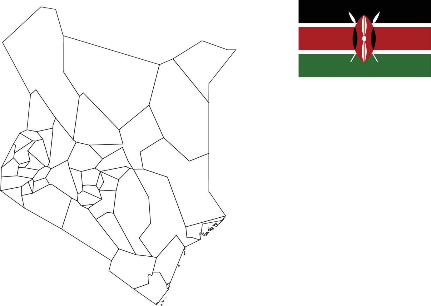 mappa e bandiera del keny vettore