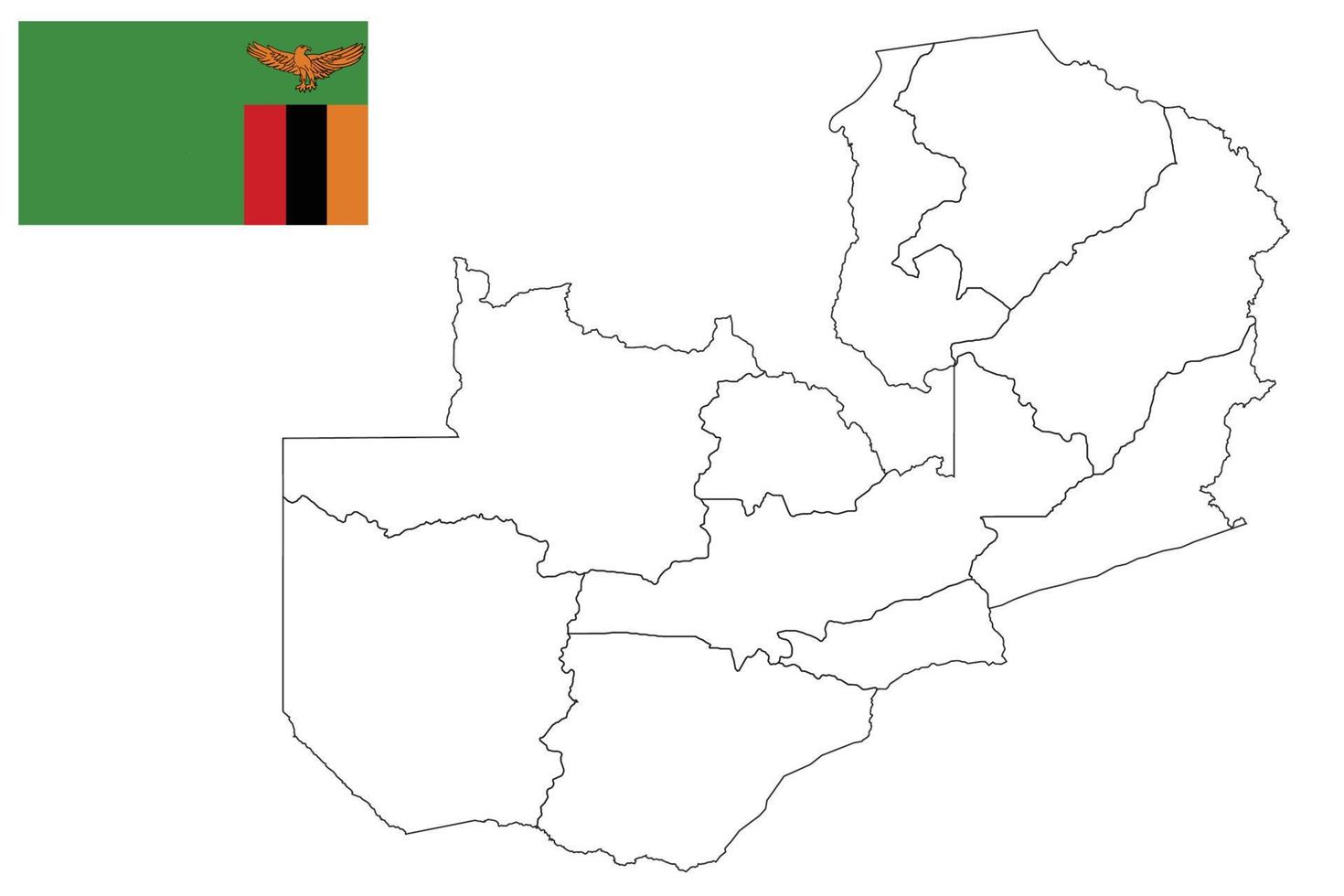 mappa e bandiera dello zambia vettore