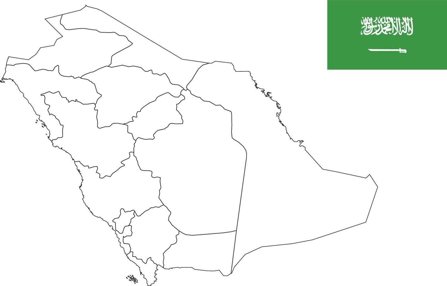 mappa e bandiera dell'arabia saudita vettore