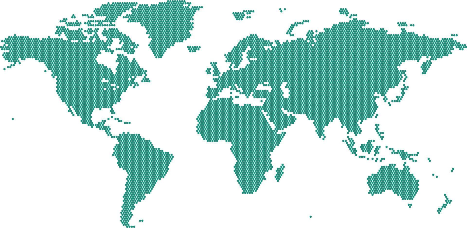 colore verde blu del poligono della mappa del mondo vettore