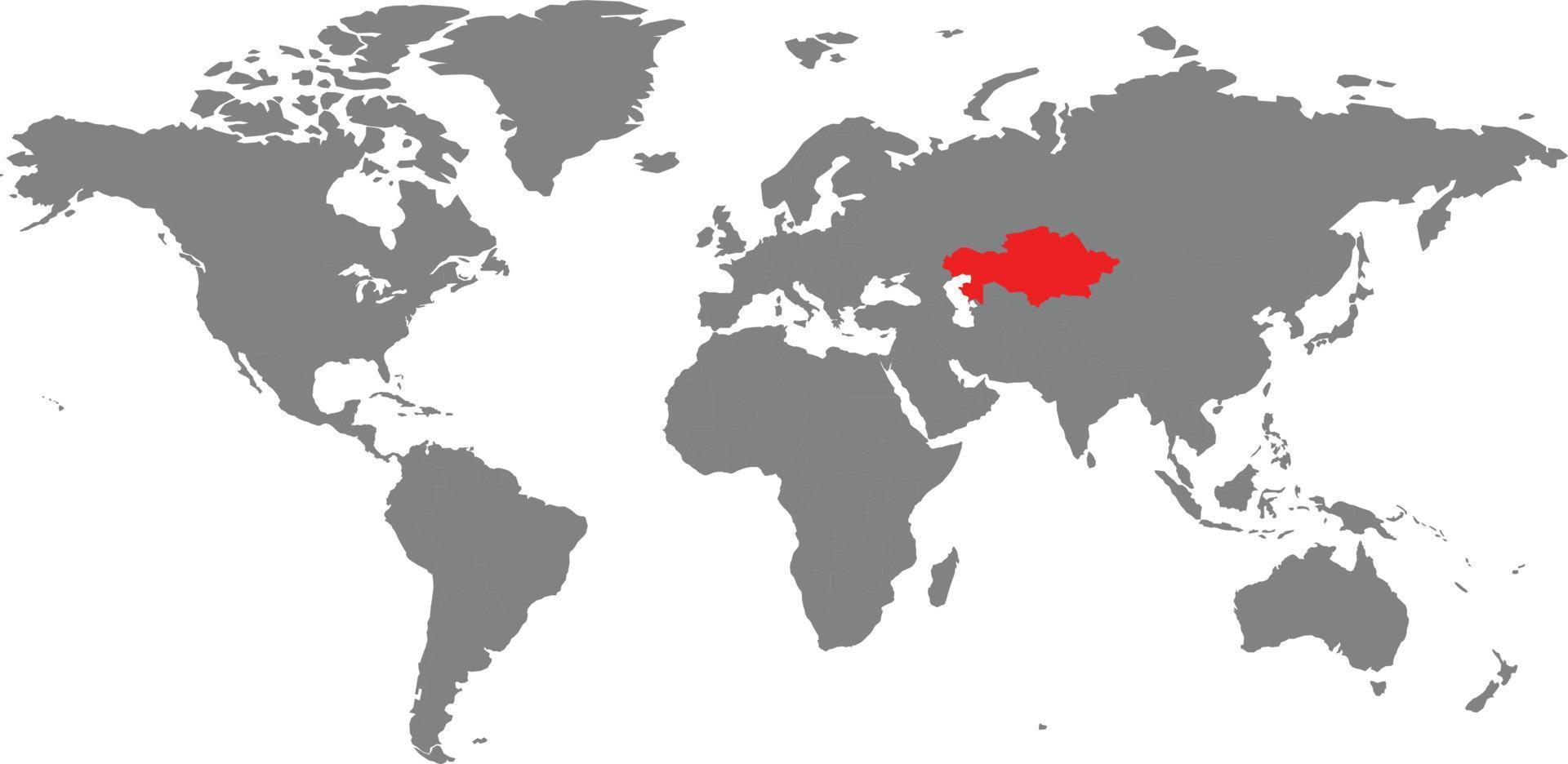 mappa del kazakistan sulla mappa del mondo vettore
